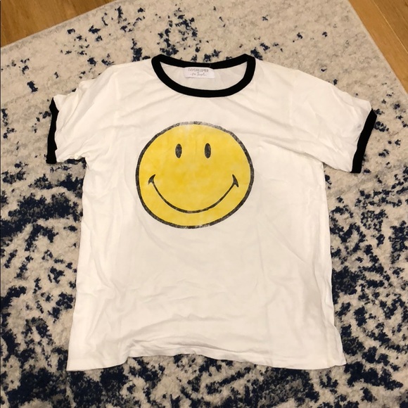 Tops | Smiley Face Ringer Tee 